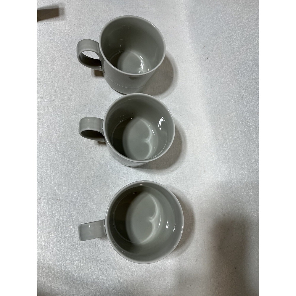 3 Crate & Barrel AARON PROBYN Light Gray Coffee Tea Mugs - Picture 6 of 9